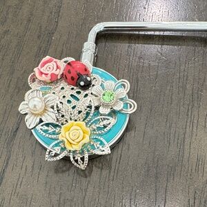 Floral and Ladybug Handbag Hook
